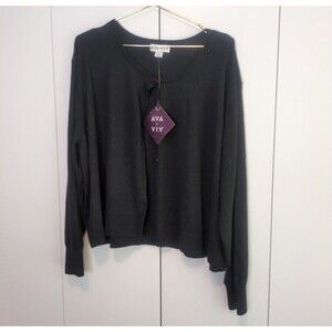 NEW Ava & Viv Women's Size 3X  Black Button Front Cardigan